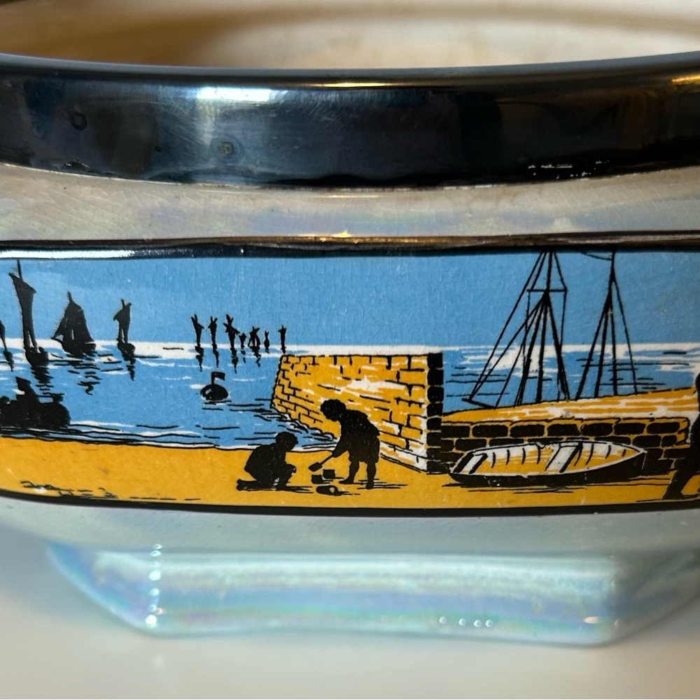 Vintage HK Tunstall England Lusterware  Harbour Scene Planter Bowl